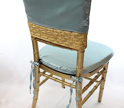 Lagoon Lamour with Gold Helix Border Chiavari Bikini Chair Cap