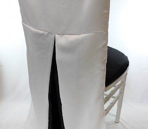 White with Black Lamour Inverted Pleat Chiavari Tuxedo Chair Back