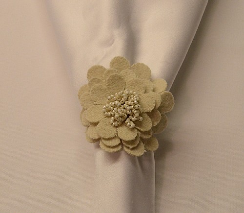 Ivory Felt Flower Napkin Ring