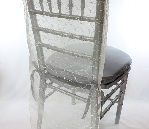 Ivory Sheer Vine Organdy Chiavari Tuxedo Chair Back