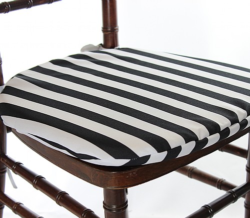 Black and White Cabana Stripe Seat Cushion Cover