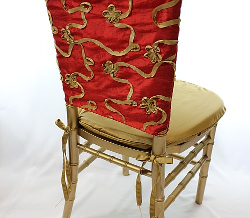Red with Gold Azalea Half Chair Back