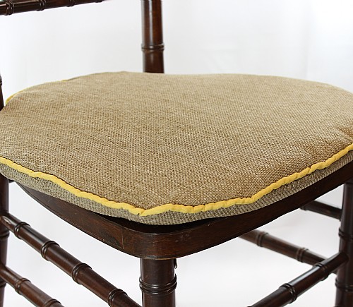 Faux Burlap with Yellow Trim Seat Cushion Cover