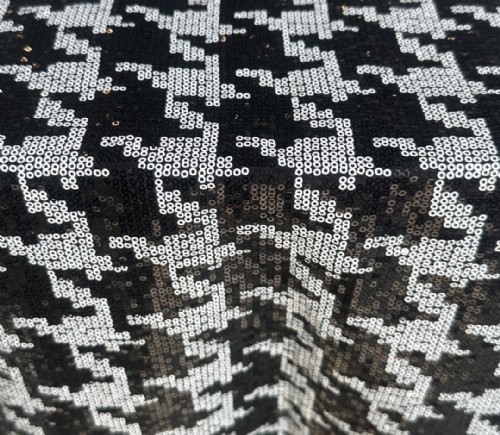 Black and White Sequined Houndstooth