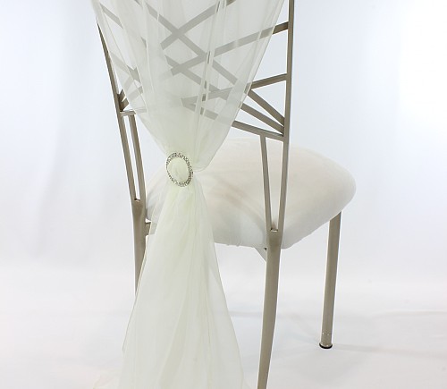 Ivory Chiffon Chair Treatment with Rhinestone Buckle