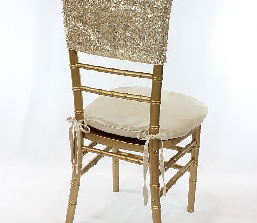 Champagne Sequined Taffeta Chiavari Bikini Chair Cap