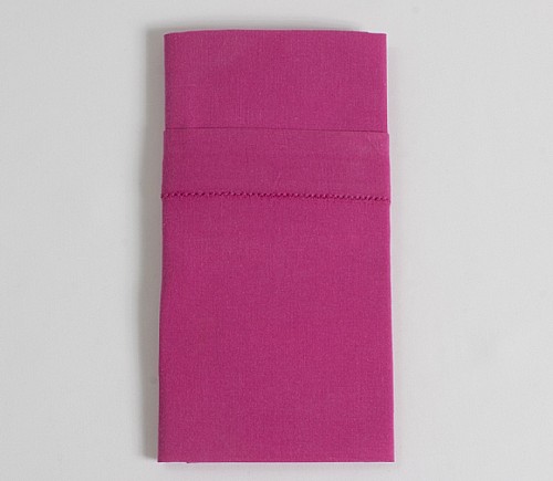 Fuchsia Linen Hemstitch Dinner Napkin