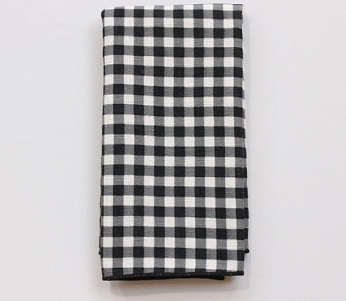 Black Gingham Panama w/ Black Cotton Backing Dinner Napkin