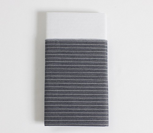 Grey Gangster Stripe Dinner Napkin with White Cotton Backing