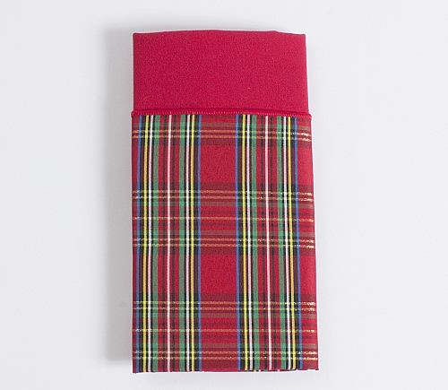 Red Holiday Plaid with Red Cotton Backing Dinner Napkin