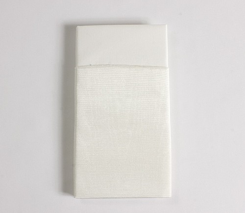 White Moire Bengaline with White Cotton Backing Dinner Napkin