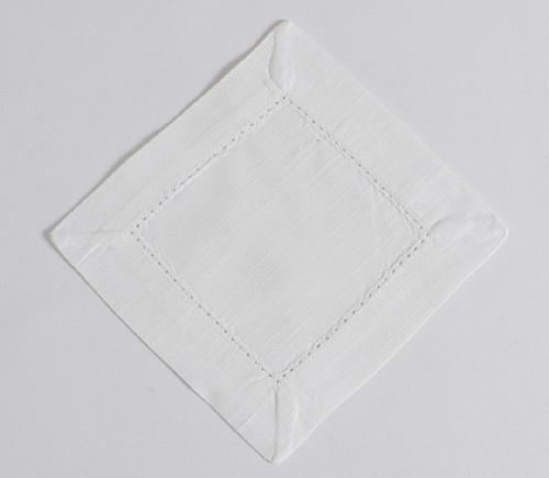 White Hemstitch Cocktail Napkin