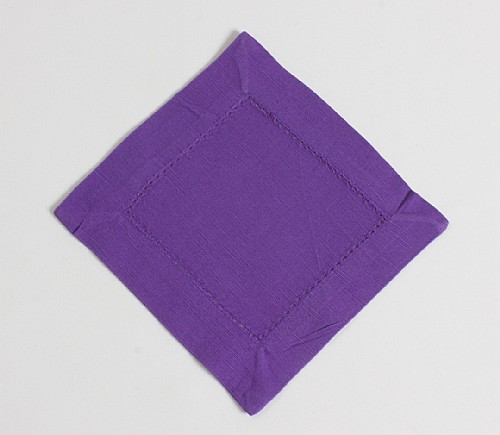 Purple Hemstitch Cocktail Napkin