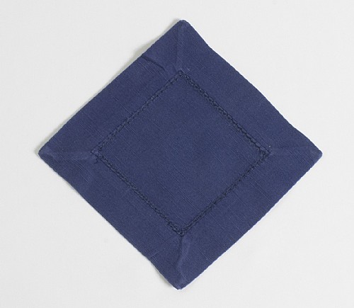 Navy Hemstitch Cocktail Napkin