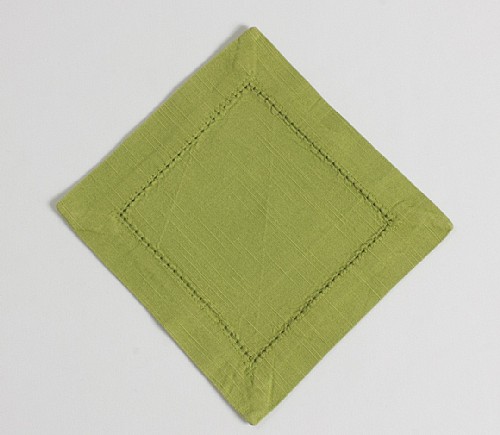 Kiwi Hemstitch Cocktail Napkin