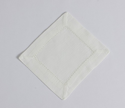 Ivory Hemstitch Cocktail Napkin