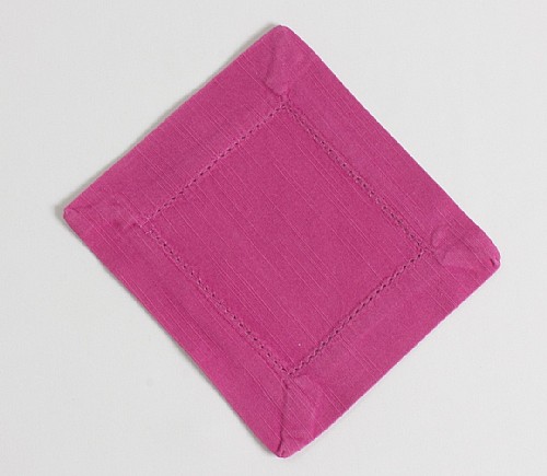 Hot Pink Hemstitch Cocktail Napkin