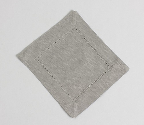 Grey Hemstitch Cocktail Napkin