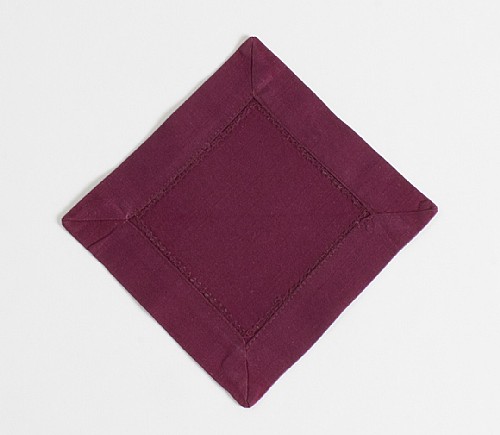 Burgundy Hemstitch Cocktail Napkin
