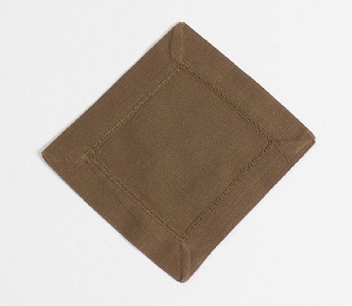 Brown Hemstitch Cocktail Napkin