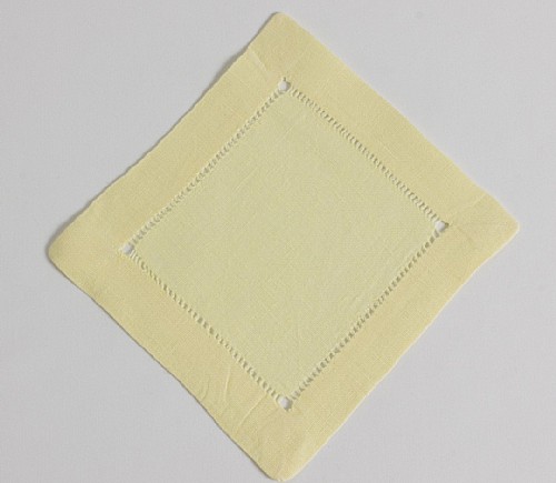 Butter Linen Hemstitch Cocktail Napkin