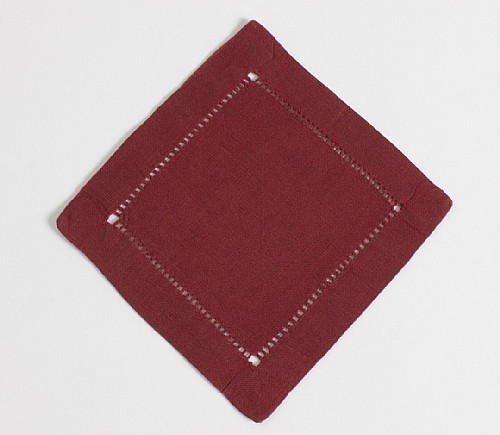 Cinnamon Linen Hemstitch Cocktail Napkin