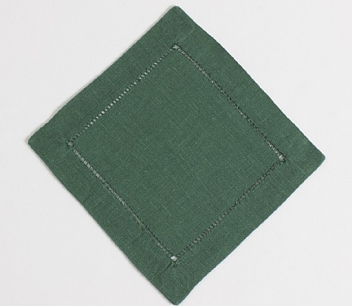 Forest Linen Hemstitch Cocktail Napkin