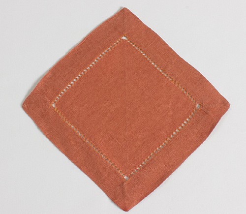 Paprika Linen Hemstitch Cocktail Napkin