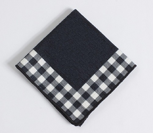 Black Panama with Gingham Trim Cocktail Napkin