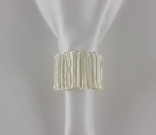 Ivory Rouched Satin Fabric Wrap Napkin Ring