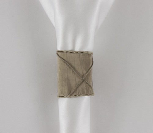 Wheat Pintuck Fabric Wrap Napkin Ring