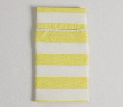 Yellow & White Cabana Stripe Dinner Napkin