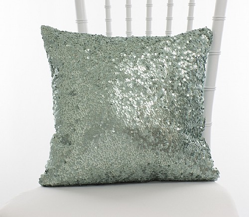 Aqua Sequined Taffeta Pillow