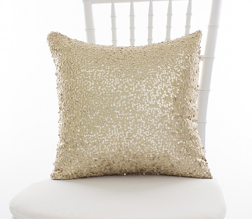 Champagne Sequined Taffeta Pillowcases