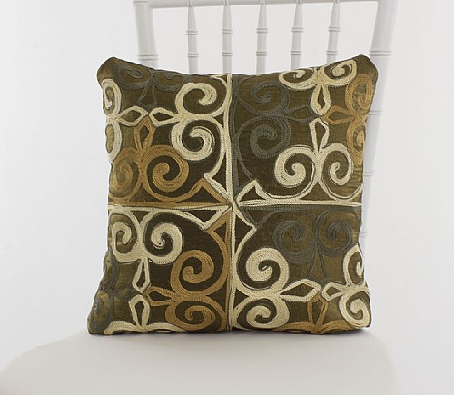 Olive Stitched Fleur De Lis Pillowcase