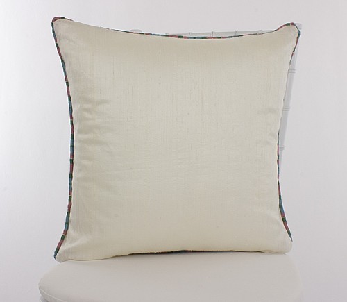 White Raw Silk with Tennis Plaid Piping Pillowcases