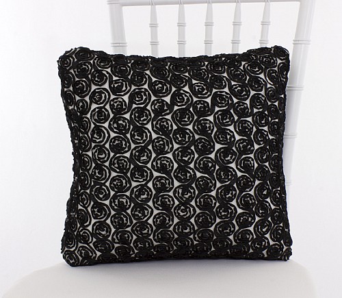 Black and White Flower Patch Pillow