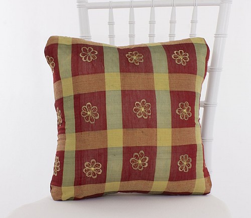 Red Raj Silk Plaid Pillowcases (Limited Quantity)