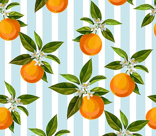 Blue Orange Blossom Cabana Stripe