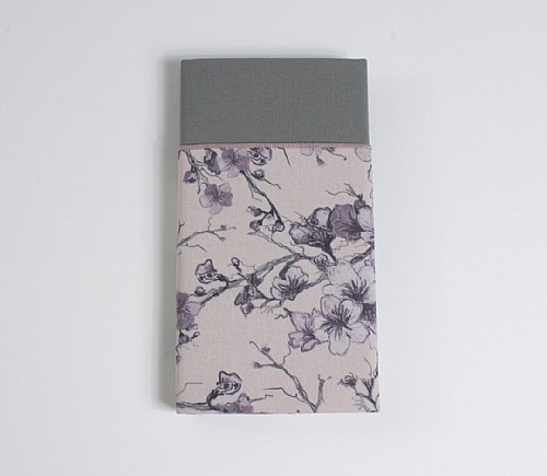 Neutral Blossoms Cotton Dinner Napkin with Charcoal Cotton Backing