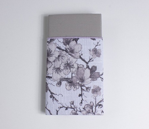 Slate Blossoms Panama Dinner Napkin with Grey Cotton Backing