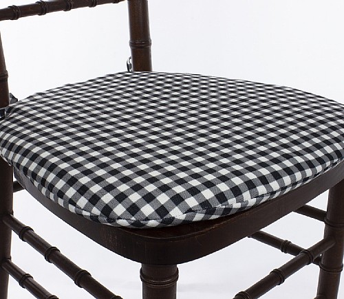 Black Gingham Panama Seat Cushion Cover