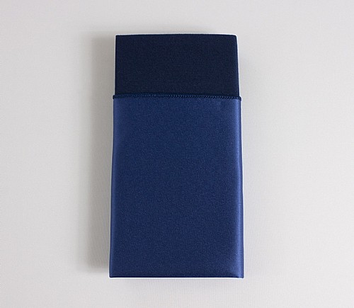Azure Lamour Dinner Napkin with Navy Cotton Backing