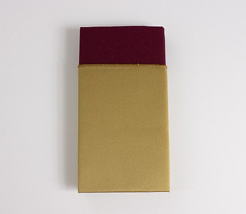 Gold Lamour Dinner Napkin with Burgundy Cotton Backing