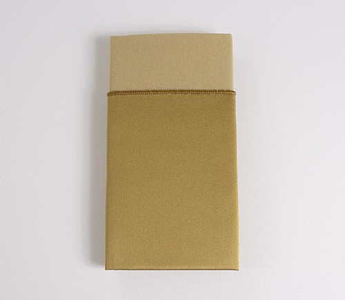 Gold Lamour Dinner Napkin with Camel Cotton Backing