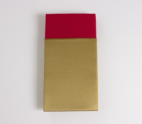 Gold Lamour Dinner Napkin with Red Cotton Backing