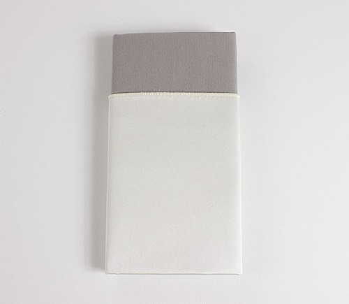Ivory Lamour Dinner Napkin with Grey Cotton Backing