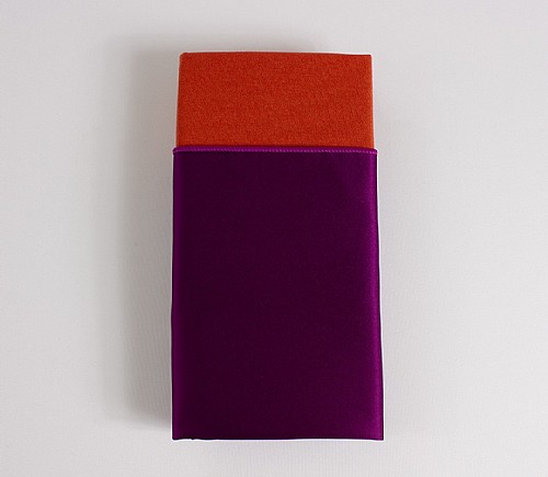 Magenta Lamour Dinner Napkin with Orange Cotton Backing