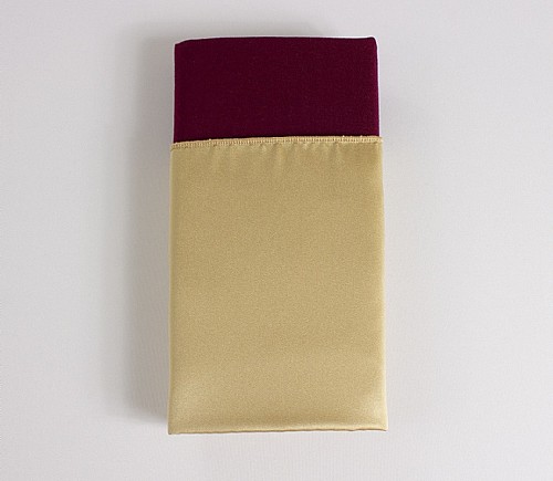 Wheat Lamour Dinner Napkin with Burgundy Cotton Backing