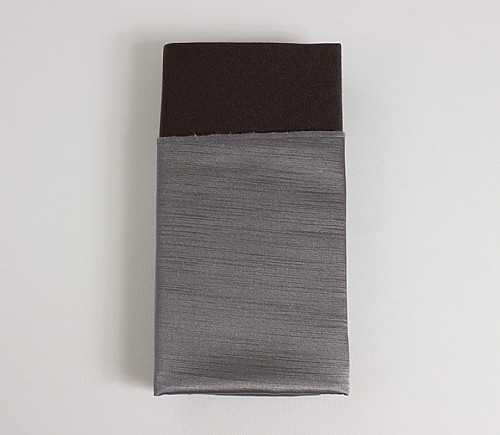 Charcoal Majestic Shiny Dinner Napkin with Brown Cotton Backing